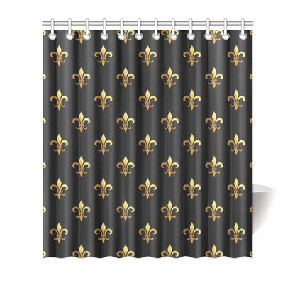 Fleur De Lis Gold Pattern Print Design 03 Shower Curtain