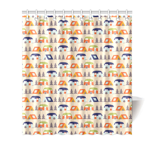 Camper Tent Pattern Print Design 03 Shower Curtain