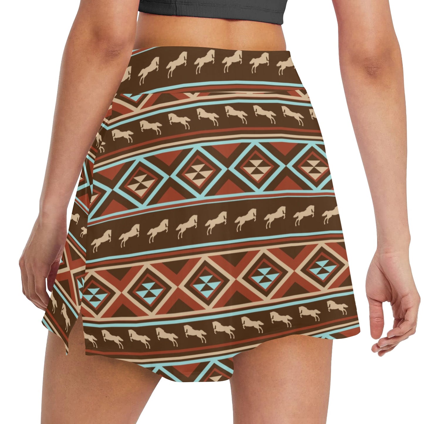 Western Horse Pattern Print LKS301 17" Golf & Pickleball Skort with Pockets