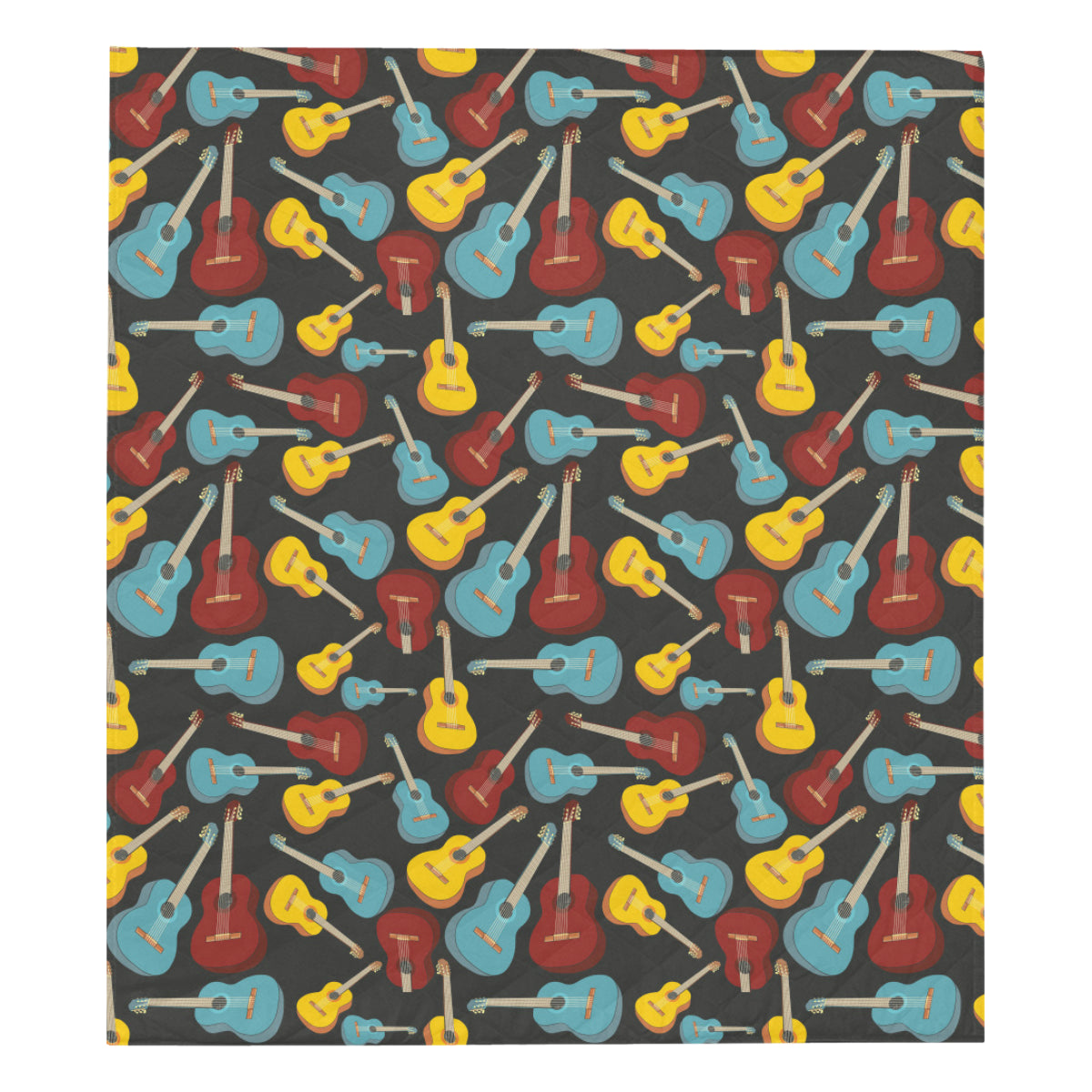 Acoustic Guitar Pattern Print Design 01 Premium Quilt