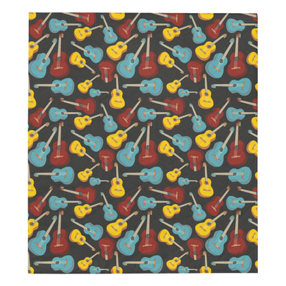 Acoustic Guitar Pattern Print Design 01 Premium Quilt