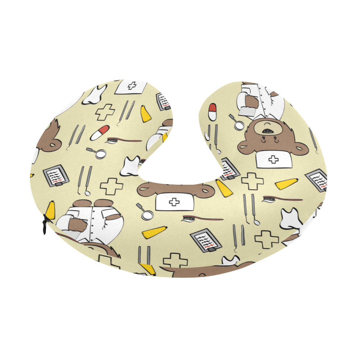 Nurse Bear Pattern Print Design A02 U-Shaped Travel Neck Pillow