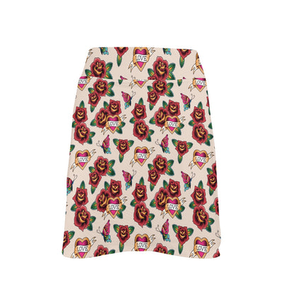Tattoo Rose Print Design LKS302 17" Golf & Pickleball Skort with Pockets