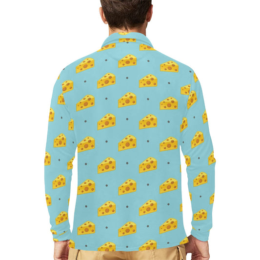 Cheese Pattern Print Design 02 Long Sleeve Polo Shirt For Men's