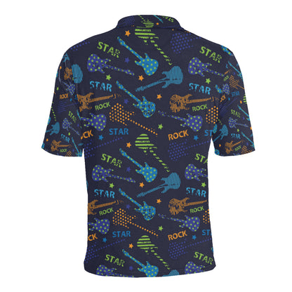 Rock and Roll Pattern Print Design A04 Men Polo Shirt