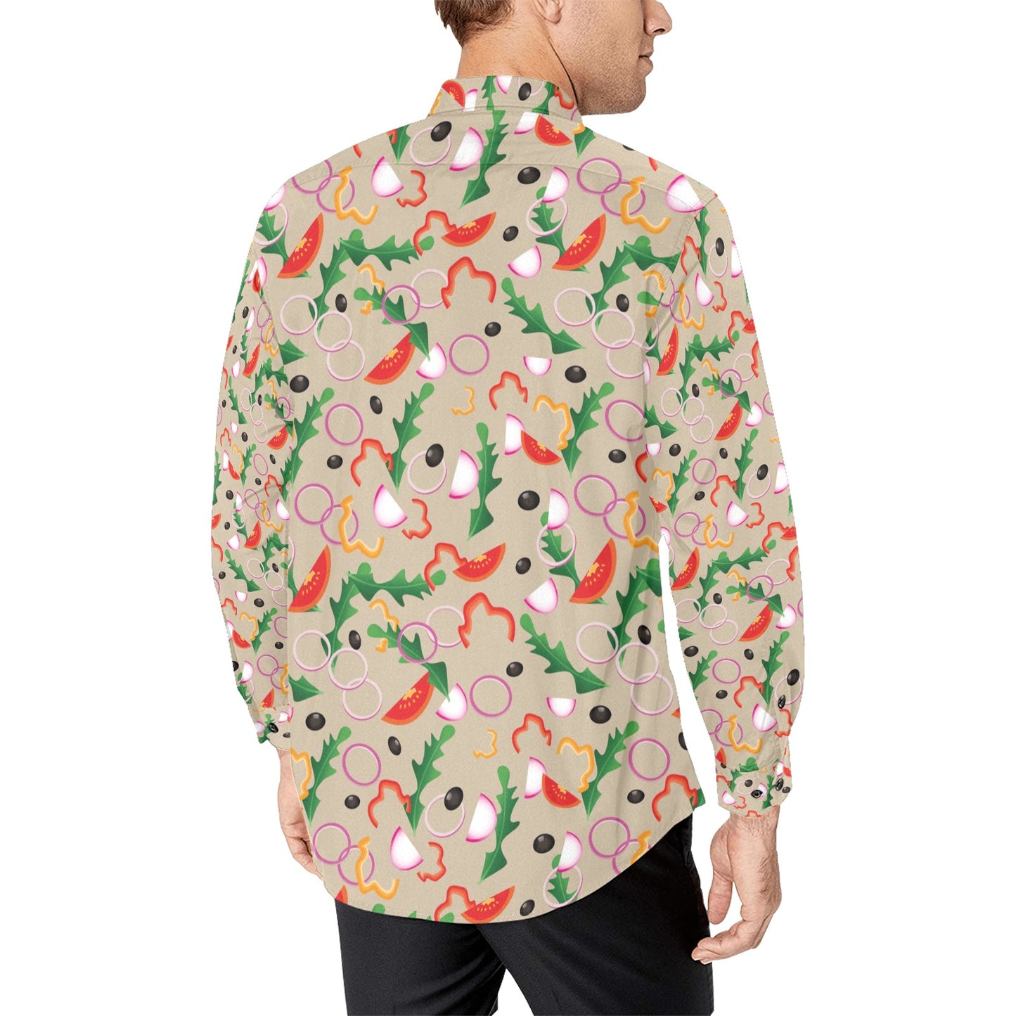 Salad Print Design LKS303 Men's Long Sleeve Dress Shirt