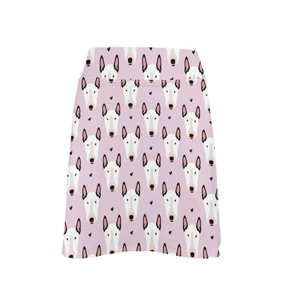 Bull Terrier Pink Print Pattern 17" Golf & Pickleball Skort with Pockets
