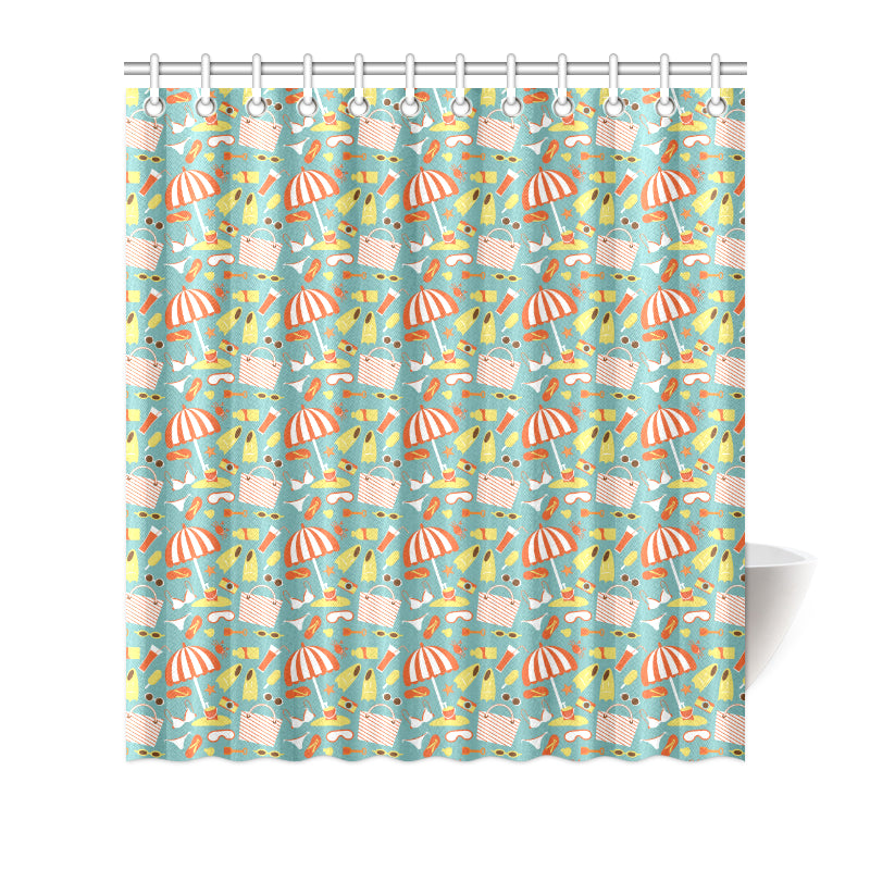 Beach Scene Pattern Print Design 02 Shower Curtain
