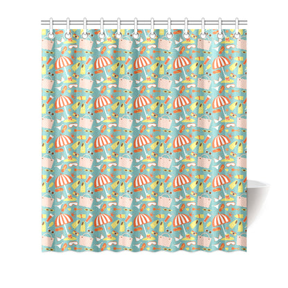 Beach Scene Pattern Print Design 02 Shower Curtain