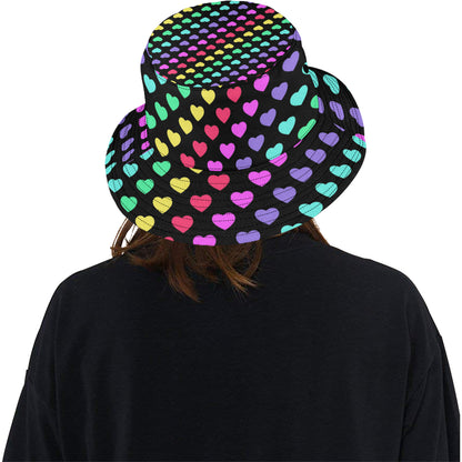 Heart Rainbow Pattern Print Design HE02 Unisex Bucket Hat