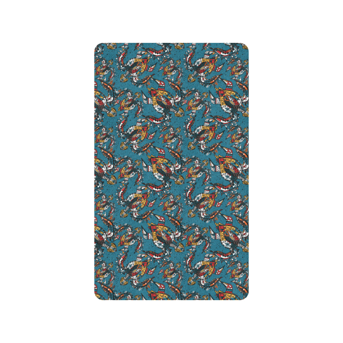 Sea Turtle Tribal Colorful Hand Drawn Rubber Doormat