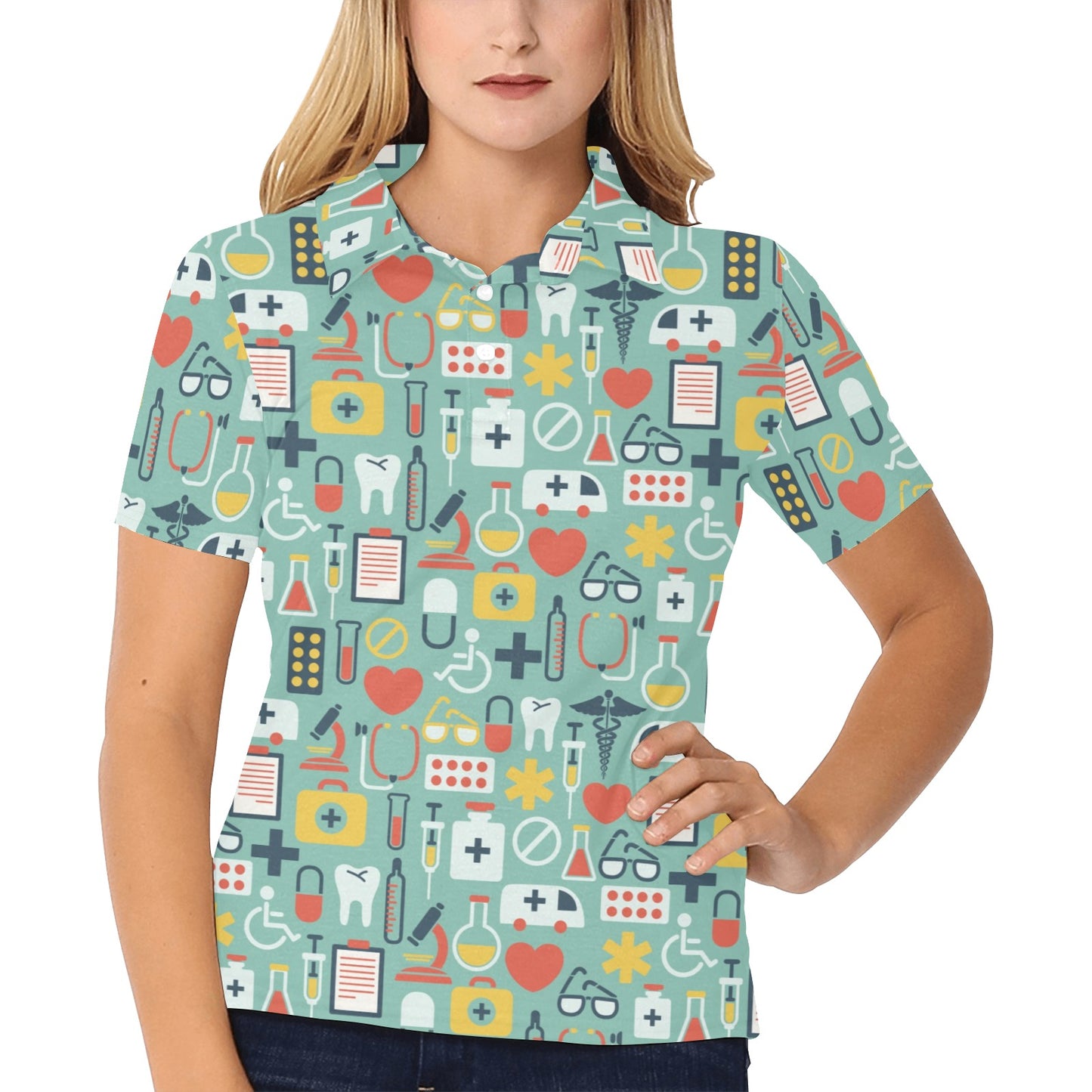 Medical Pattern Print Design 02 Women's Polo Shirt