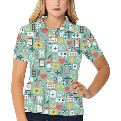 Medical Pattern Print Design 02 Women's Polo Shirt