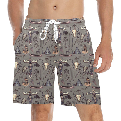 Native Indian life Design Print Men's Swim Trunks Beach Shorts