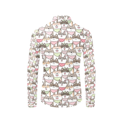 Shiba Inu Print Design LKS305 Men's Long Sleeve Dress Shirt