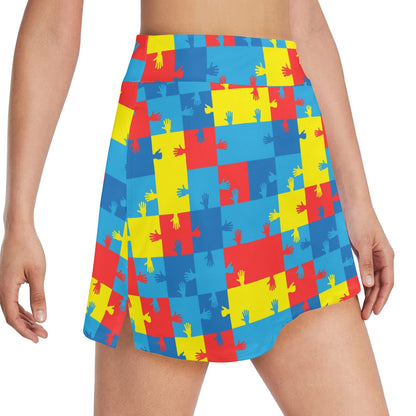 Autism Awareness Design Themed Print 17" Golf & Pickleball Skort with Pockets