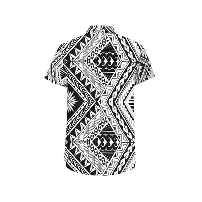 Samoan Tattoo Style Print Design LKS307 Men Short Sleeve Button Up Shirt