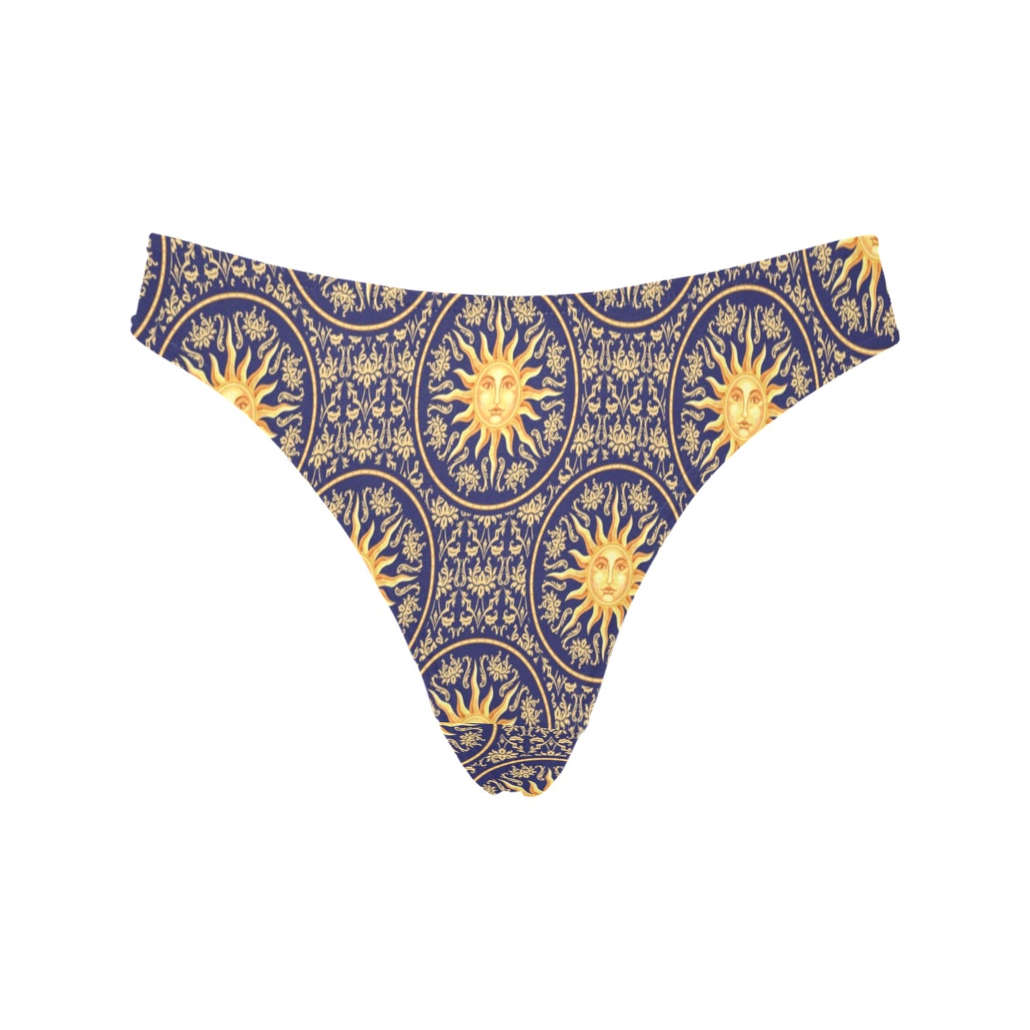 Celestial Gold Sun Face Women's Thongs