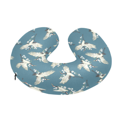 Crane Pattern Print Design 02 U-Shaped Travel Neck Pillow