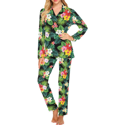 Hibiscus Hawaiian flower tropical Women's Long Pajama Set