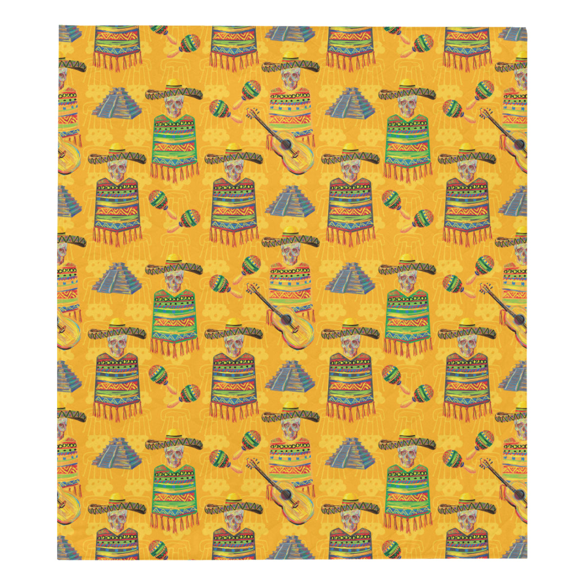 Maracas Mexican Style Pattern Print Design 02 Premium Quilt