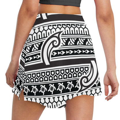Samoan Style Print Design LKS305 17" Golf & Pickleball Skort with Pockets