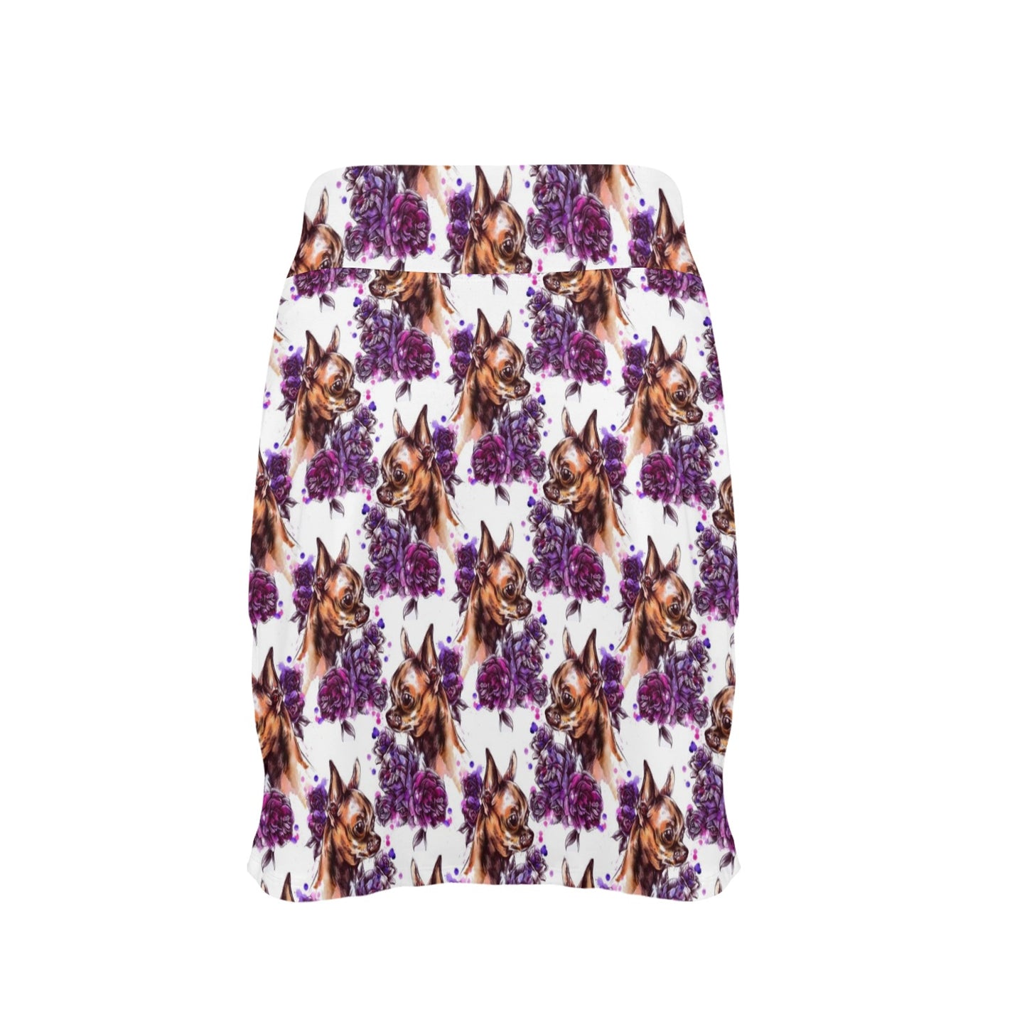 Chihuahua Purple Floral 17" Golf & Pickleball Skort with Pockets