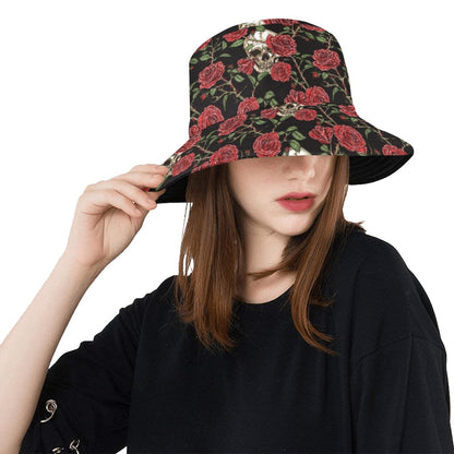 Skull And Roses Print Design LKS303 Unisex Bucket Hat