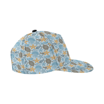 Polynesian Jellyfish Turtle Print Snapback Cap