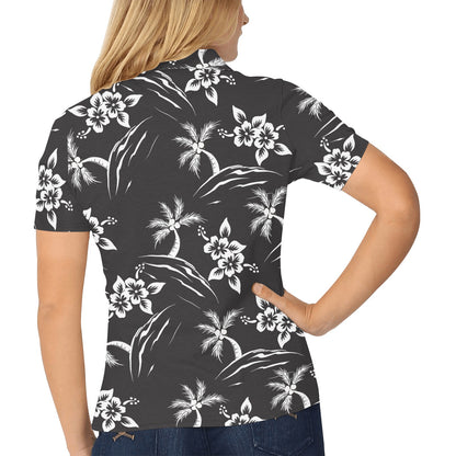 Palm Tree Pattern Print Design PT02 Women's Polo Shirt