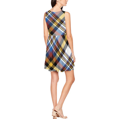 Madras Pattern Print Design 01 Sleeveless Dress