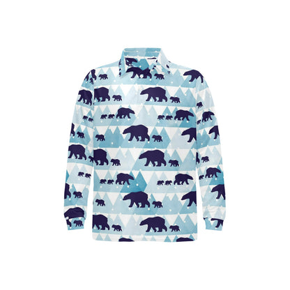 Bear Pattern Print Design BE01 Long Sleeve Polo Shirt For Men's