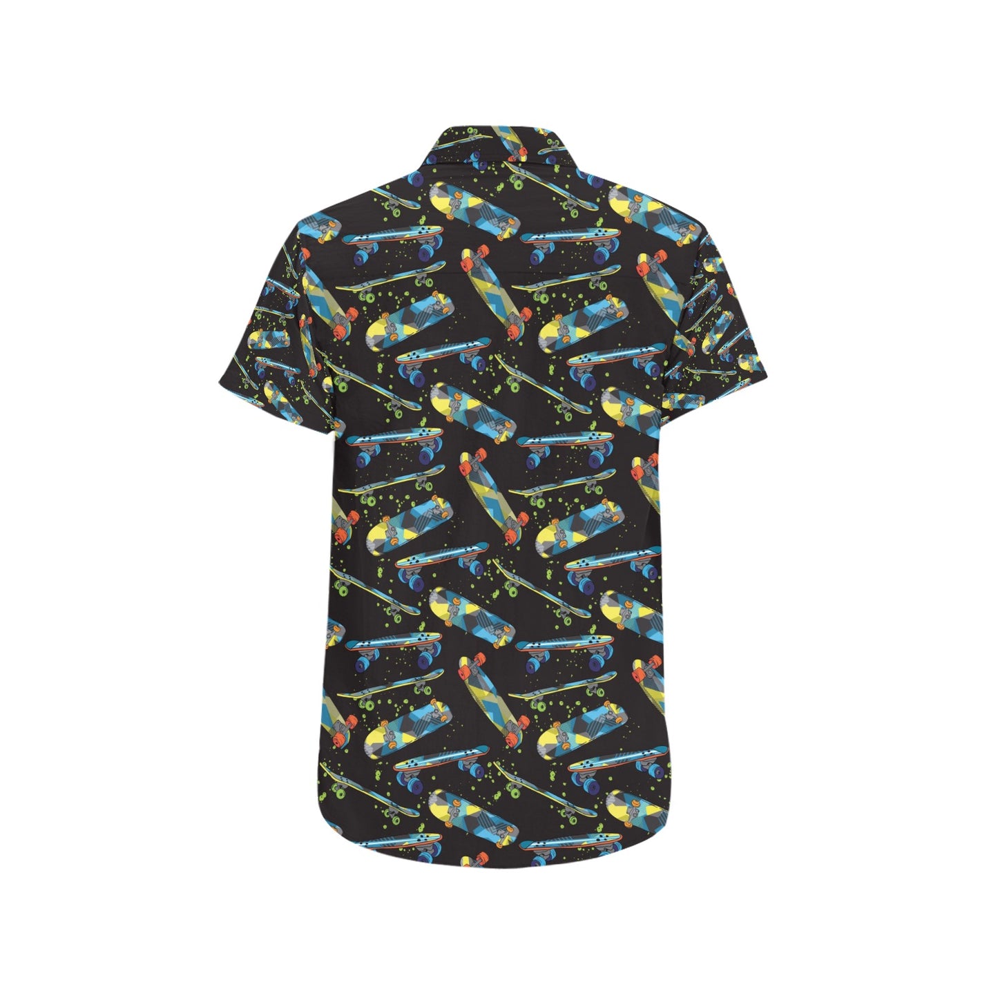 Skateboard Print Design LKS305 Men Short Sleeve Button Up Shirt