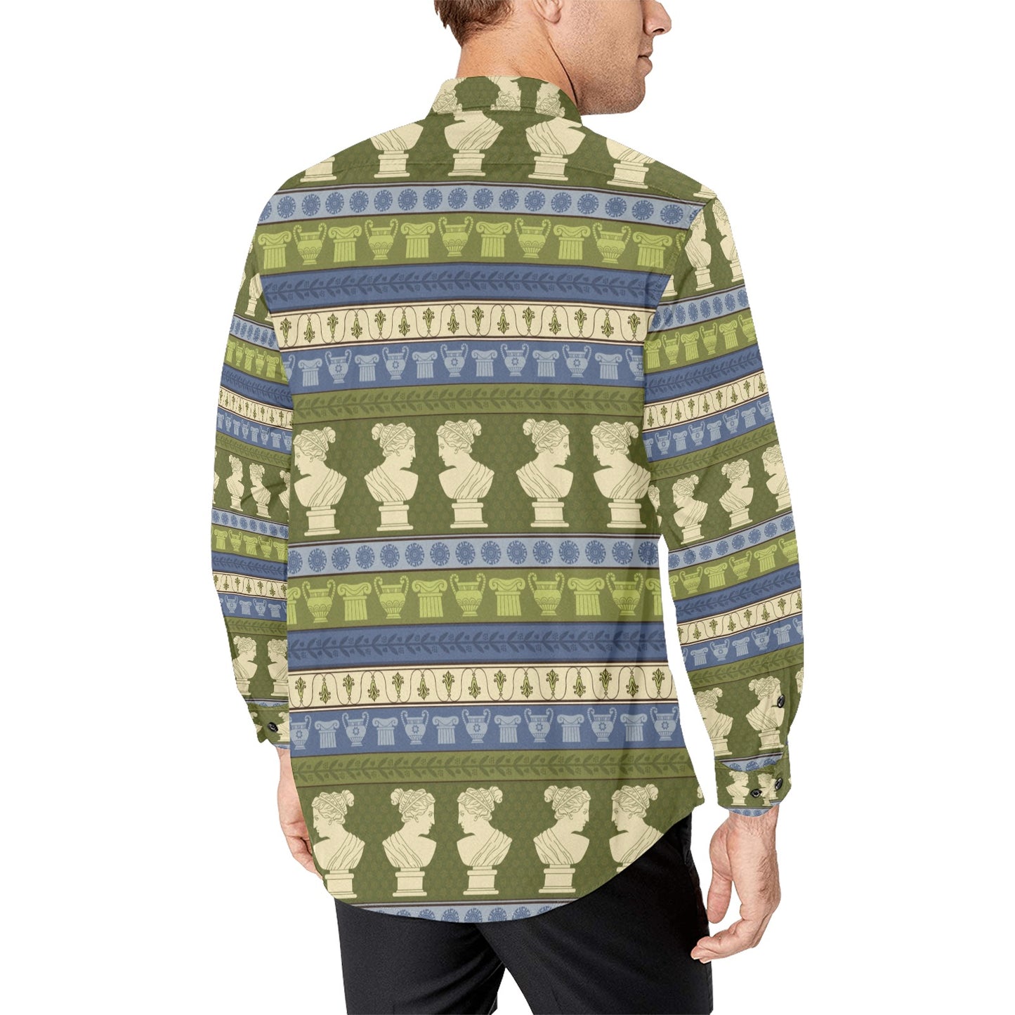 Ancient Greek Statue Print Design LKS301 Men's Long Sleeve Dress Shirt
