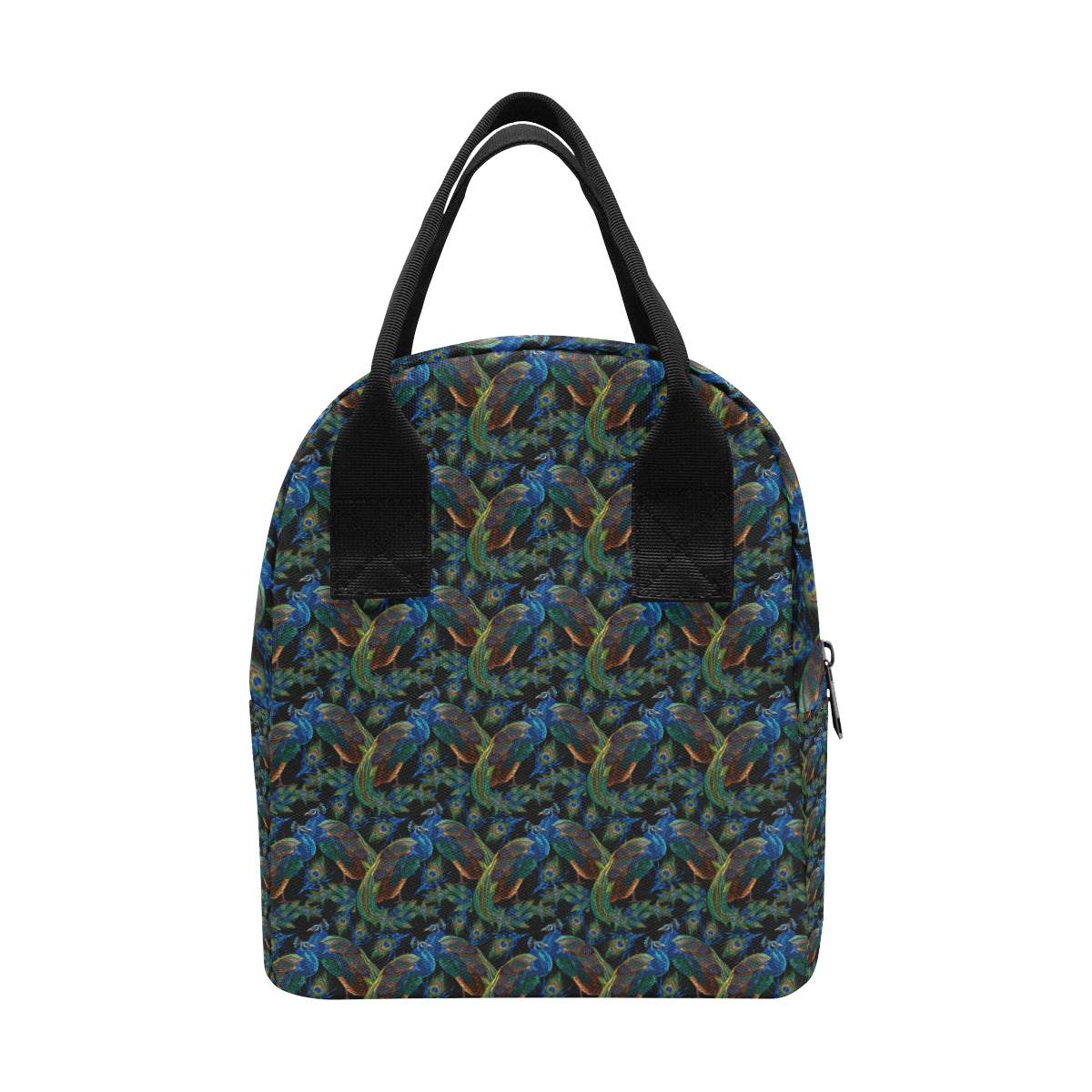 Peacock Themed Design Print Insulated Lunch Bag