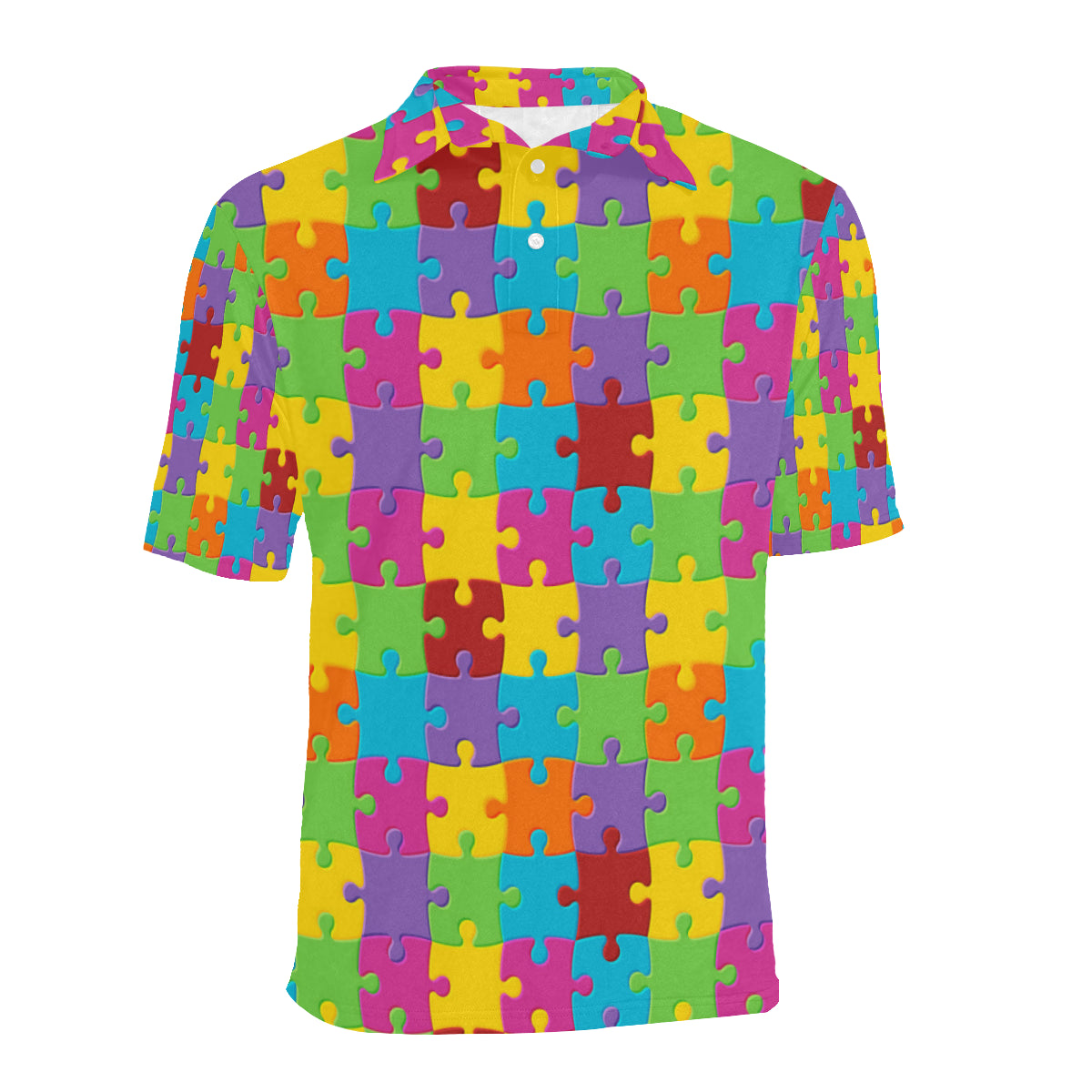 Autism Awareness Pattern Print Design 02 Men Polo Shirt