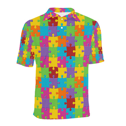 Autism Awareness Pattern Print Design 02 Men Polo Shirt