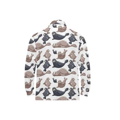 Sea Lion Pattern Print Design 02 Long Sleeve Polo Shirt For Men's