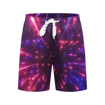 Celestial Purple Blue Neon Speed Light Men's Swim Trunks Beach Shorts