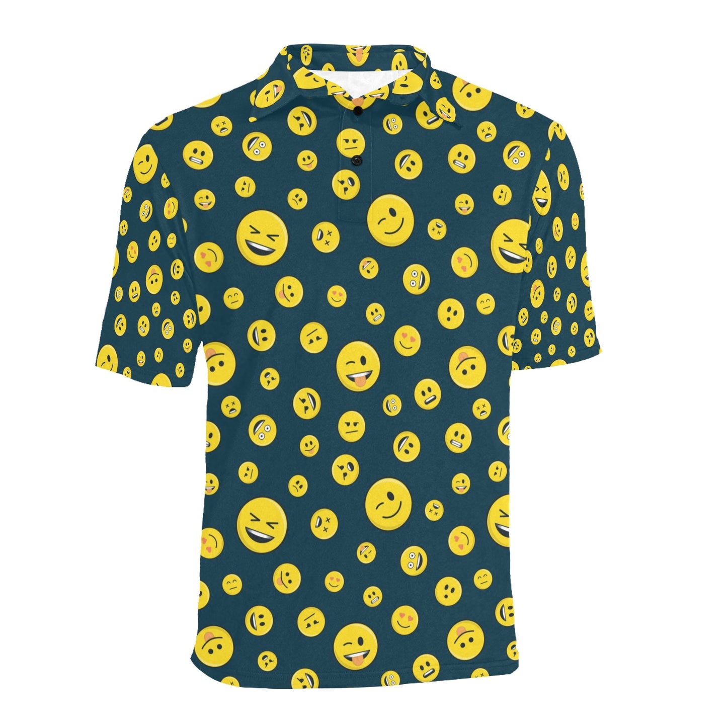 Smiley Face Emoji Print Design LKS301 Men Polo Shirt