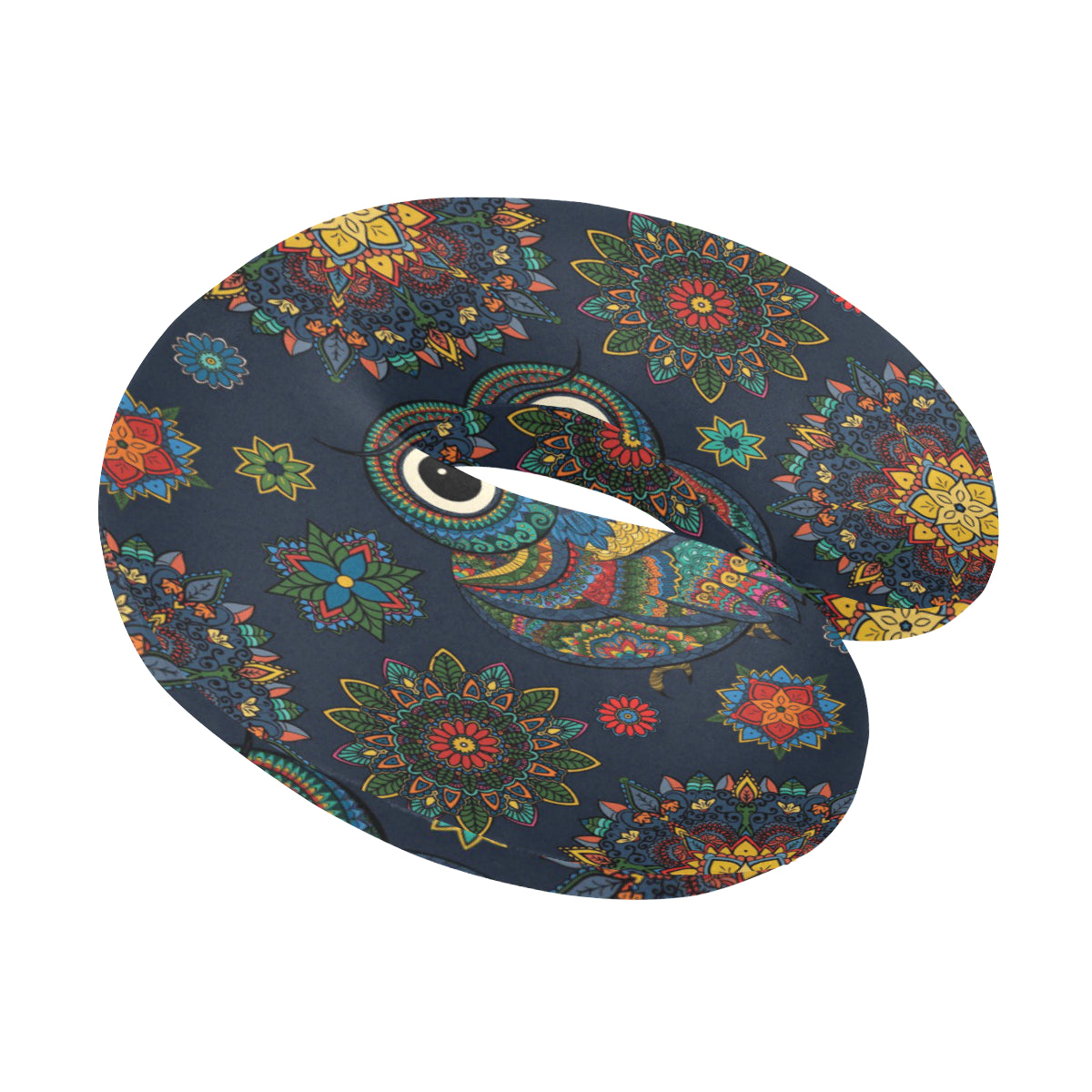 Owl Boho Style Pattern Print Design A04 U-Shaped Travel Neck Pillow