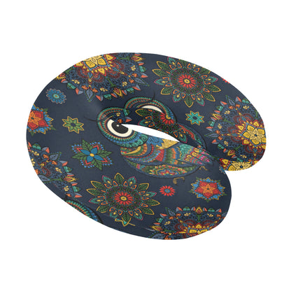 Owl Boho Style Pattern Print Design A04 U-Shaped Travel Neck Pillow