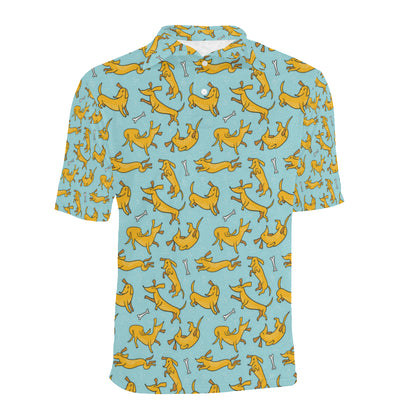 Dachshund Pattern Print Design 08 Men Polo Shirt