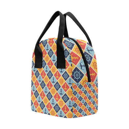Nautical Pattern Design Themed Print Insulated Lunch Bag