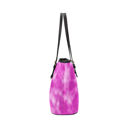 Tie Dye Pink Design Print Leather Tote Bag