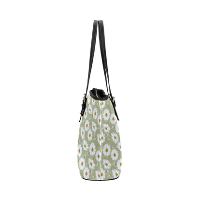 Daisy Yellow Print Pattern Leather Tote Bag