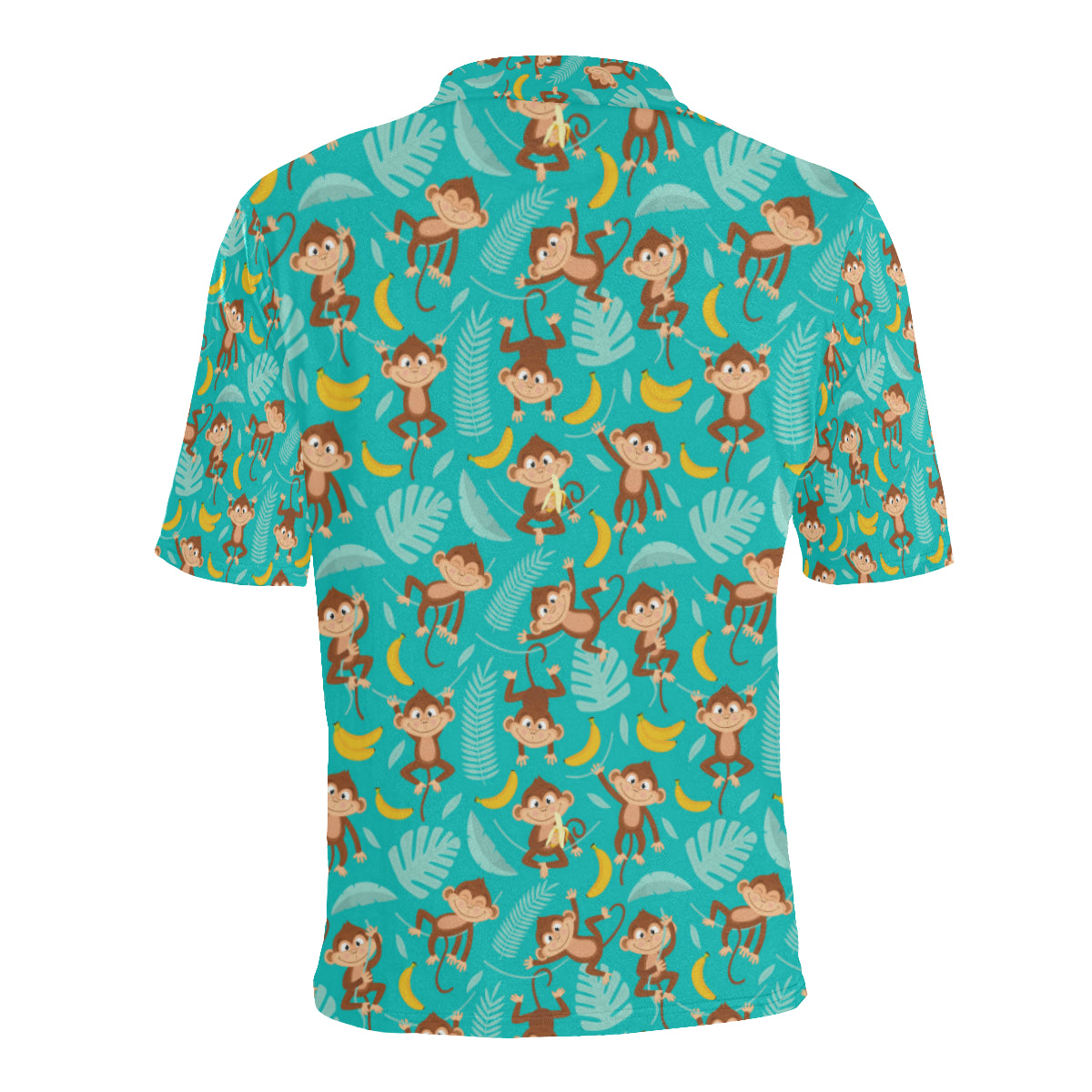 Monkey Happy Design Themed Print Men Polo Shirt