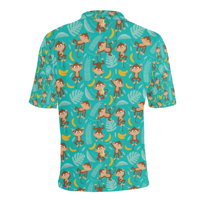 Monkey Happy Design Themed Print Men Polo Shirt