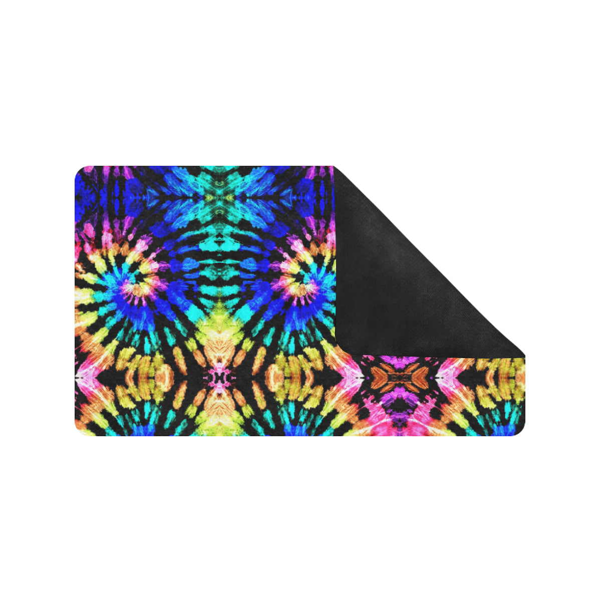 Tie Dye Rainbow Design Print Rubber Doormat