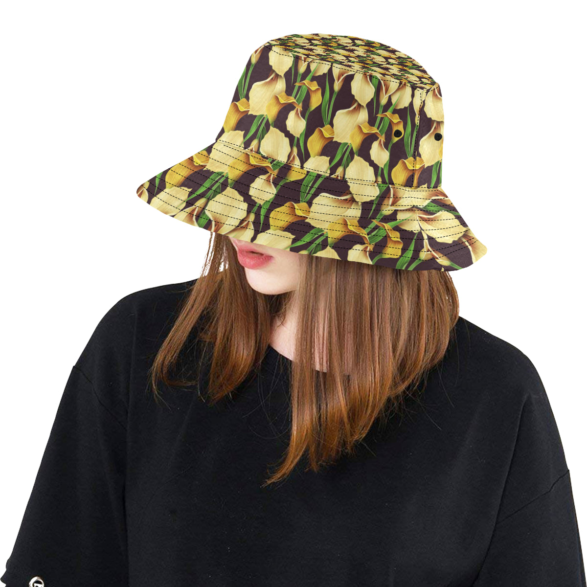 Lily Pattern Print Design LY013 Unisex Bucket Hat